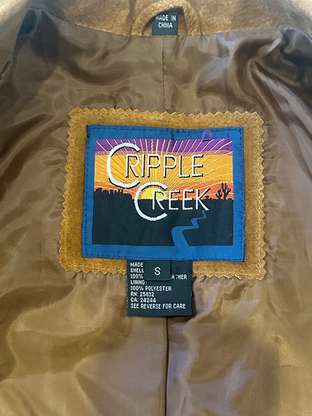 Vintage Brown Leather Suede Fringe Jacket by Circle Creek - Picture 9 of 11